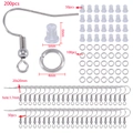 Set de 200 pièces DIY pour boucles d'oreilles avec crochets et anneaux 4mm - Combinaison 1 / Pack de 200 / Acier