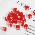6mm red translucent acrylic alphabet cube beads with white letters for DIY jewelry - 50 Pcs Per Pack / Red