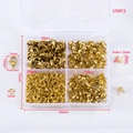 Kit bijoux DIY doré avec fermoirs mousquetons et anneaux ouverts en boîte claire - Combinaison 2 / Pack de 370 pièces / Or
