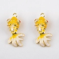 Gold-plated koi fish pendants with yellow enamel and red rhinestone accents for jewelry DIY - Yellow Koi Fish / 14x29.5