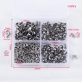 Kit bijoux DIY 370pcs avec fermoirs mousquetons et anneaux ouverts en boîte de rangement - Combinaison 2 / Pack de 370 pièces / Acier