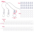 Kit bijoux DIY avec 300 crochets argent, 100 fermoirs silicone et 100 anneaux - Ensemble d'Accessoires de Bijouterie / 300 pièces / Argent