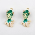 Golden koi fish pendant with emerald green enamel and micro-inlaid details - Green Koi Fish