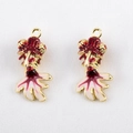 Golden alloy goldfish pendant with red enamel finish and sparkling details for DIY necklaces - Red Koi