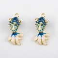 Golden alloy koi fish pendants with blue and white enamel and red rhinestone accents - Blue Koi