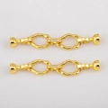 Gehamerde 18K vergulde dubbele ovale sieradensluitingen met zirkonia micro-inleg - 【1 st/verpakking】 / 18K Goud Onregelmatig Ovaal (60x10.7mm)