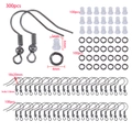 Kit de 300pcs pour boucles d'oreilles DIY avec crochets noirs et fermoirs silicone - Ensemble d'Accessoires de Bijouterie / 300 pièces / Noir Fusil