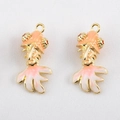 Golden alloy koi fish pendants with pink enamel and micro-inlaid rhinestones for DIY jewelry - Pink Koi Fish