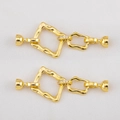 18K vergulde koperen geometrische magneetsluitingen met gehamerde textuur en strassteentjes - 【1 st/verpakking】 / 18K Goud Vierkant (60x24mm)