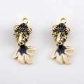 Golden goldfish pendant with black and white enamel detail and orange rhinestone eyes - Black Koi