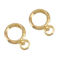 Two light gold zinc alloy spring gate rings with swivel circles for DIY keychains - KC Gold (26x38mm)