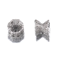 Silberne hohle Sanduhr-Abstandshülse mit strukturierter Pavé-Oberfläche für Schmuck - Weißgold / 5x6mm