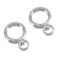 Pair of polished silver zinc alloy spring O-rings with rotating swivel base for DIY crafts - Silver (26x38mm)