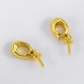 Paire de fermoirs à vis dorés 18K pour pendentifs en perles et bijoux DIY - 6x15.5mm / Or 18 carats