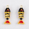 Cartoon fish charms in black enamel finish with gold-tone hooks for DIY necklaces - Black Small Fish