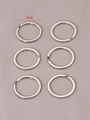Set of six 3cm silver flat metal key rings shown with precise diameter measurement - 2.0x30mm / Nickel