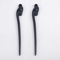 Set of two black wooden hairpins with traditional Chinese auspicious cloud carvings - Xiyun Style / 17.5cm / 1 Piece/Pack
