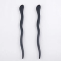 Pair of black wooden hairpins with minimalist S-shaped wave design for bun styling - Shewu Style / 17.5cm / 1 Piece/Pack