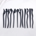 Set of 12 minimalist black wooden hair pins in various traditional Chinese styles - Random Style / 17.5cm / 1 Piece/Pack