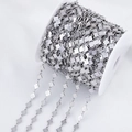 Silver 304 stainless steel square flower engraved chain roll for DIY jewelry making - Diamond / 1 Meter / Steel