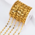 Golden 304 stainless steel square textured chain roll for DIY jewelry and headwear - Diamond / 1 Meter / Gold