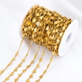 DIY gold heart-shaped stainless steel chain on a white spool for jewelry making - Horizontal Heart / 1 Meter / Gold