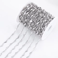 304 stainless steel silver leaf chain for DIY bridal headwear on a white spool - Leaf / 1 Meter / Steel