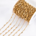 Golden stainless steel leaf chain on spool for DIY bridal headwear and jewelry making - Leaf / 1 Meter / Gold