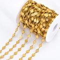 Golden 304 stainless steel flower chain for DIY bridal hair jewelry and accessories - Wavy Edge Shape / 1 Meter / Gold