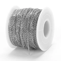 Silver stainless steel flat cable chain on white spool for DIY jewelry making - 10 Meters/Bag / 1*1.5mm / Steel