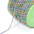 Colorful enamel bead chain in gold finish on spool for DIY jewelry and necklaces - Steel Multicolor (Style 2)