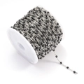 Silver bead chain with black enamel drips on white spool for DIY jewelry making - Steel Black