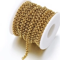 18k gold plated stainless steel rolo chain on white spool for DIY jewelry making - 2.5mm (1m/Pack) / Gold