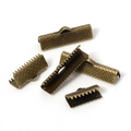 Antique bronze metal crimp cord ends with textured dot pattern for DIY jewelry - 6mm (100 Pieces/Pack) / Bronze