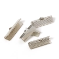 Silver metal ribbon crimp ends with teeth for jewelry making and diy crafts - 6mm (100 Pieces/Pack) / Rhodium