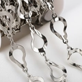 Catena d'argento irregolare su rocchetto per creazione gioielli fai-da-te accessorio - Goccia d'Acqua Acciaio (11.5x21.5) / 1 Metro/Confezione / Colore acciaio