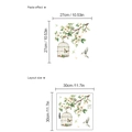 Aquarel bloemen en vogelkooi muursticker in 30x30cm lay-out voor huisdecoratie - Bloemen en Vogels Stijl (SC297)