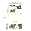 Waterproof kitchen wall stickers with potted plants and butterflies 60x53cm size - Green Plants (Without Bag)