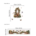 Wandtattoo Hirsch und Blumenfenster mit Layoutgröße und endgültigen Maßen des Klebeeffekts - Bogenfenster Hirsch (SC468) / SC468-25x120-Blumenfenster