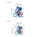 Kleurrijke PVC fiets muursticker met dynamische fietshouding en lay-out afmetingen - SC463-30x30-Fiets
