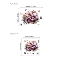 Wandaufkleber mit lila Blumen und Goldringen inklusive Maßen für Layout und Anwendung - Lila Blumen Eheringe Valentinstag (LC024)