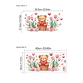 Watercolor bear with heart wall sticker, variant layout 60x30cm for bedroom decor - Watercolor Illustration Bear Style (LC023)