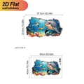Dimensions des stickers muraux dauphins et tortue 3D pour décor chambre enfant - Océan Dans Le Mur (TA522) / 40cmX60cm