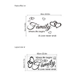 Wandtattoo mit Familienspruch und Herzdesign in Schwarz, Größe ca. 68x38cm für Deko - Family Zitat (ZC1453)