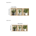 Set van 3 3D-muurstickers met groene potplanten en houten frame-effect van PVC - PD518 Groene Plant Stijl (30x70cm)