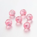 Sechs rosa facettierte Acrylperlen für DIY-Halsketten mit Diamantschliff-Effekt - 50 Stück / Rosa 8mm