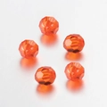Fünf orange facettierte Acrylperlen in Rautenform für DIY-Schmuck und Bastelzubehör - 50 Stück / Orange 8mm