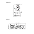 Family Time wall decal with classic silhouette and feathers in 90x30cm layout size - Family Quote Style / 30x90cm