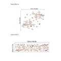 Adesivo murale rami di pesco e uccelli con dimensioni del layout e dell'effetto finale - Ramo di Ciliegio Rosa (ZD657)