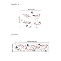 Bird and cherry blossom wall sticker showing paste effect and layout dimensions - Pink Flower Branches (30x120cm)